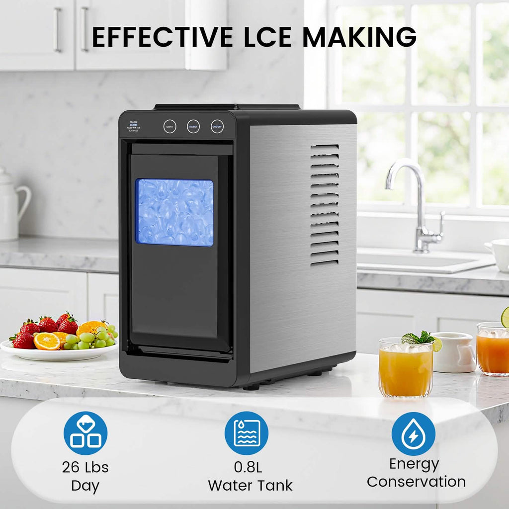 Portable Countertop Ice Maker – 8 Cubes/6 Min, Self-Cleaning