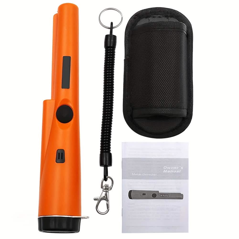 360° Pinpointer Metal Detector with LED, Vibration & Holster (Orange)