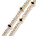 Hip-hop four-leaf clover diamond tennis chain necklace bracelet