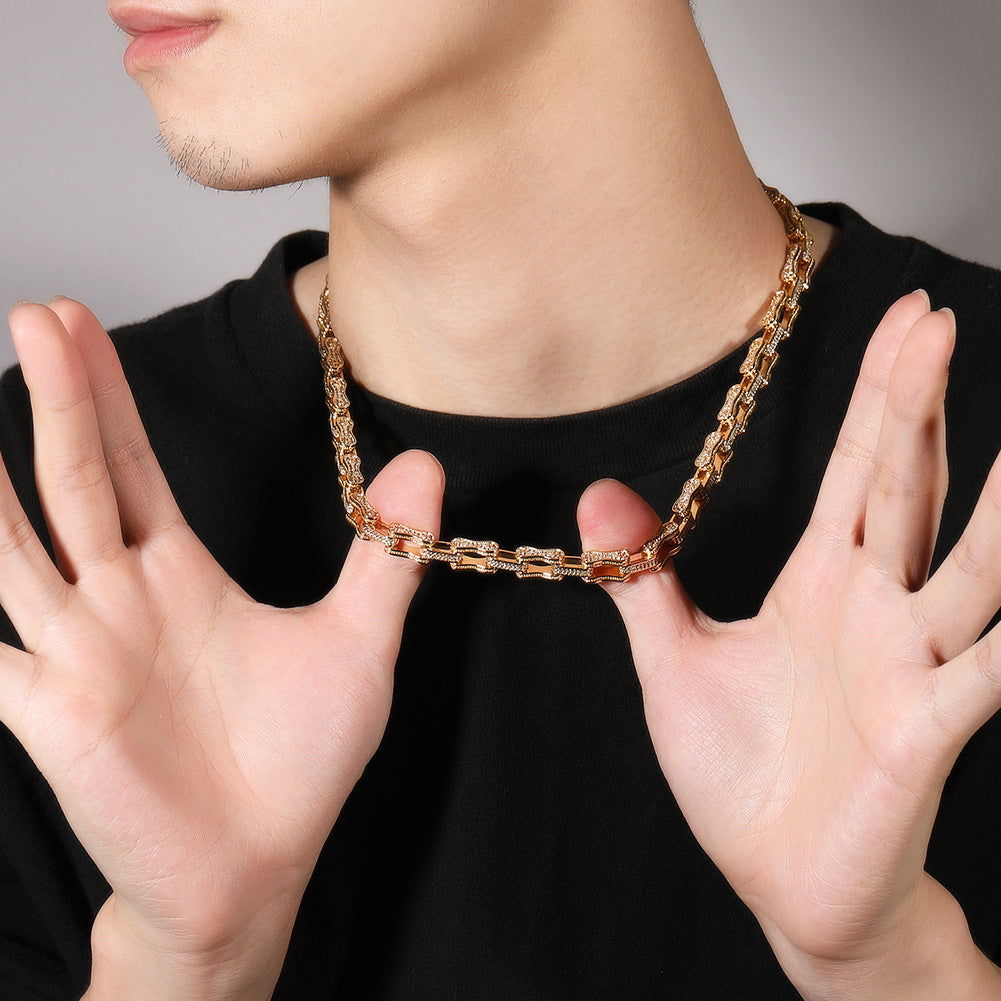 Hip Hop Rhinestone 5mm Bicycle Chain Necklace